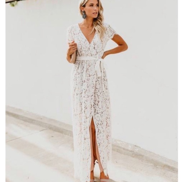 wrap lace dress